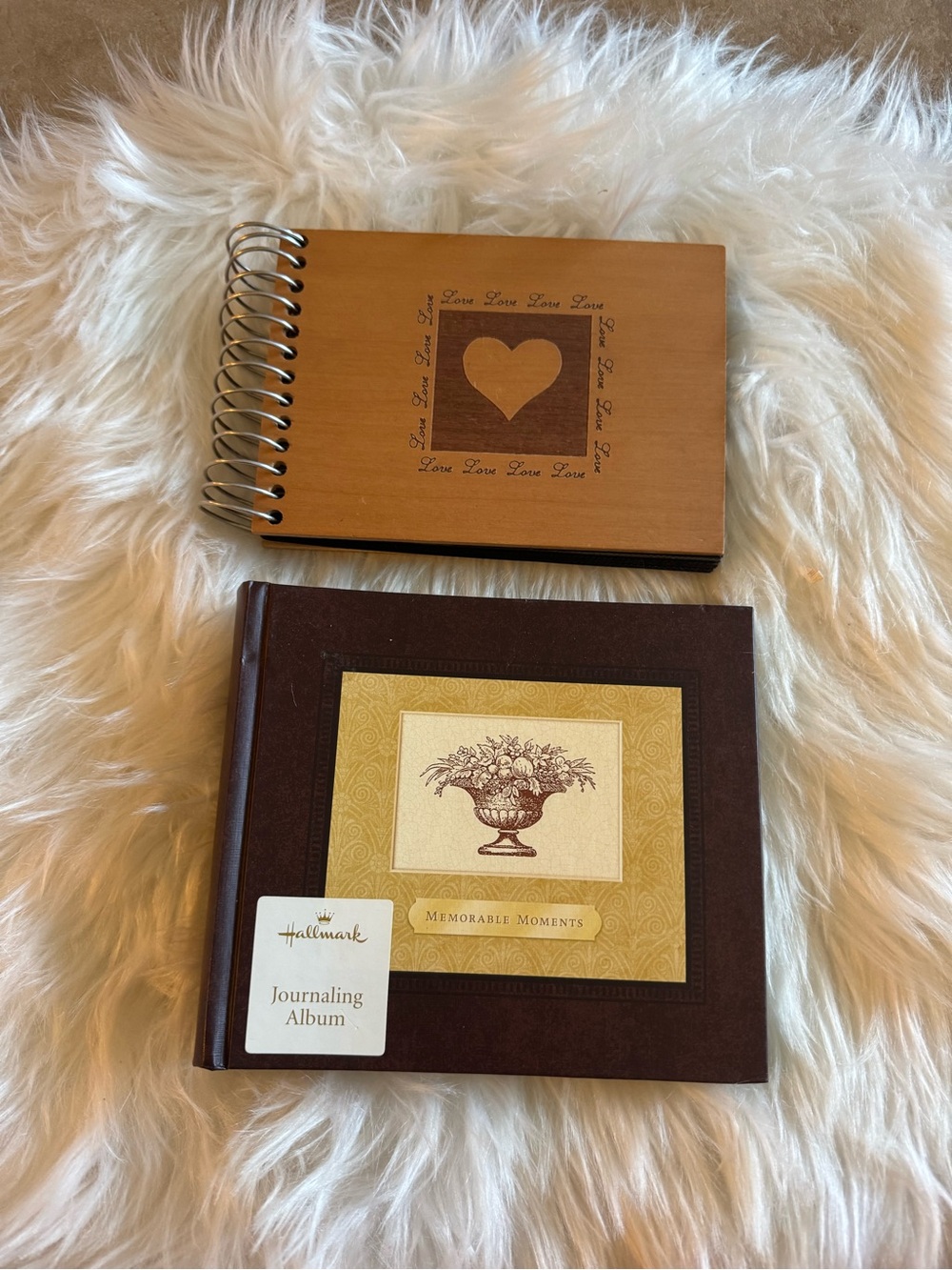 Hallmark Brown 'Memorable Moments' Journaling photo album and wood covered photo
